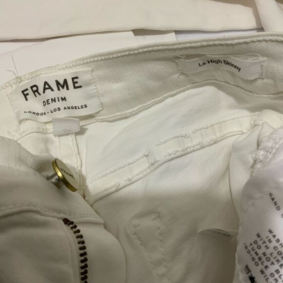 FRAME white denim Le High skinny jeans cropped size 24 - Picture 7 of 9